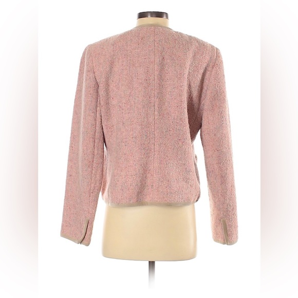 JONES NEW YORK SIGNATURE Pink & Tan Tweed Wool Blazer Pockets Vintage Retro - Picture 2 of 3